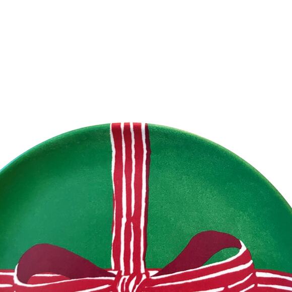 Target Threshold Red Bow Melamine Salad Plates 7in Set of 4 Holiday Green NEW - Picture 13 of 15